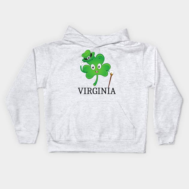 St Patrick&#39;s  Irish Shamrock VIRGINIA, Irish Gift for Wife Kids Hoodie by yassinebd